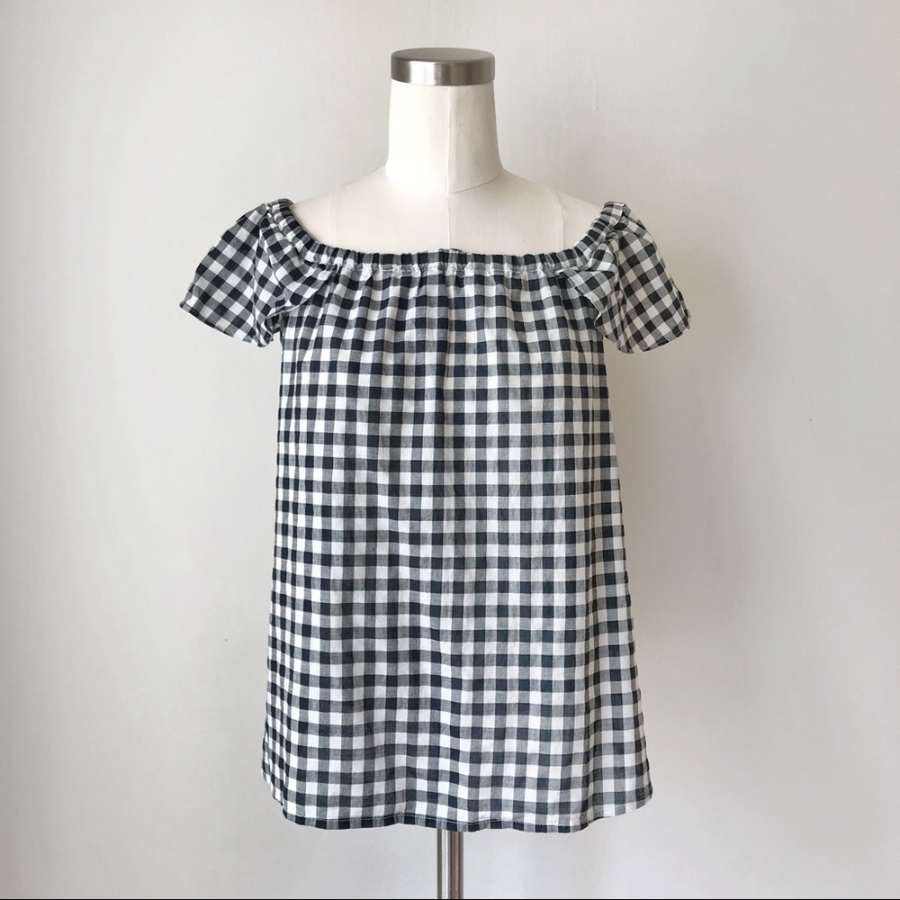 J C R E W • NWOT Gingham Off The Shoulder Blouse